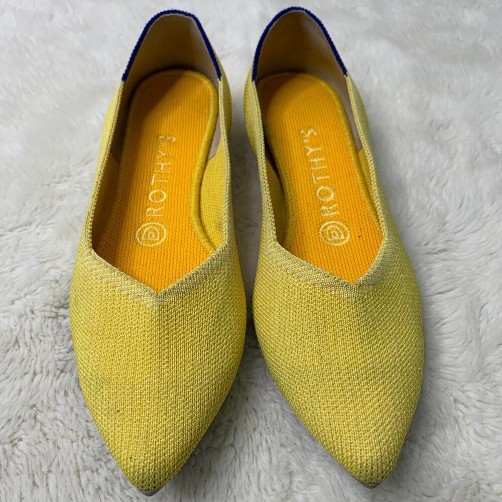 Rothy's Women's Yellow The Point Toe Ballet Flats Shoes Size 7